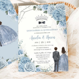 Convites Baby Baby Azul Floral Gêmeos Menino Menina Quincea