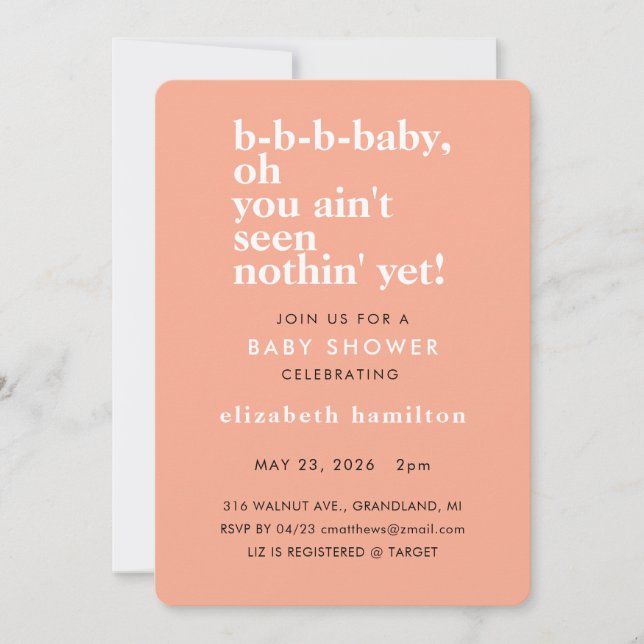 Convites Baby Baby Bold Text Baby Shower Invitation (Frente)