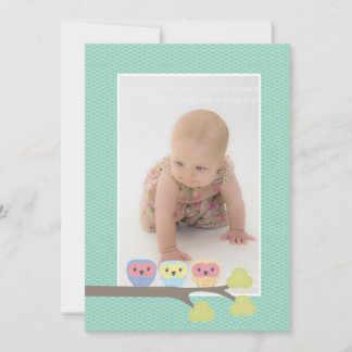 Convites Baby Baptism Christening Aqua Owls Foto Convide