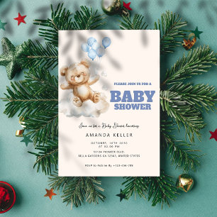 Convites Baby Bear Be Happy Balloons Chá de fraldas