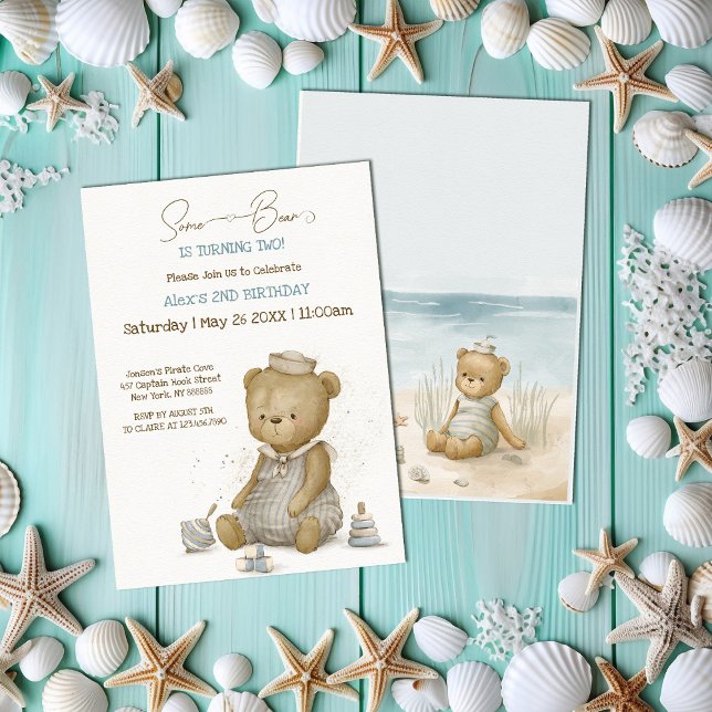 Convites Baby Bear Sailor Birthday (Criador carregado)