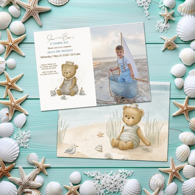 Convites Baby Bear Sailor Birthday (Criador carregado)
