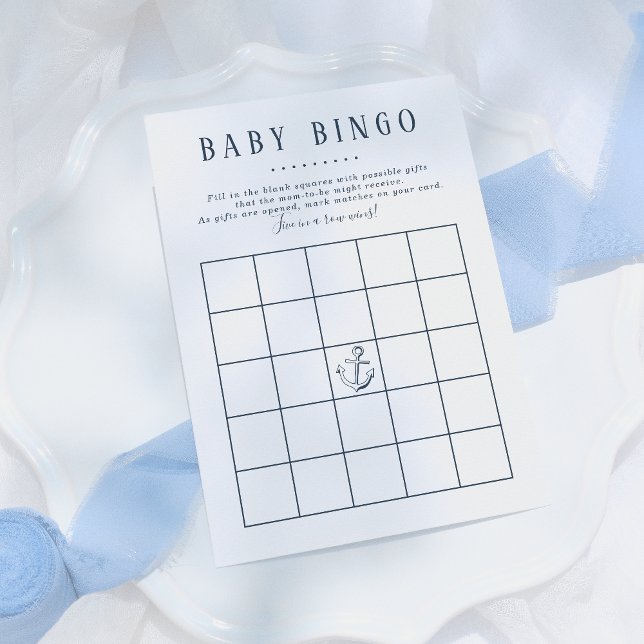 Convites Baby Bingo | Jogo de Chá Náutico para Bebês de Bal (Criador carregado)