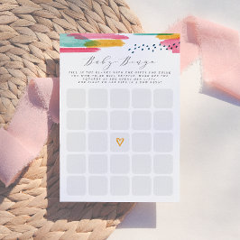 Convites Baby Bingo Modern Abstrato rosa e azul