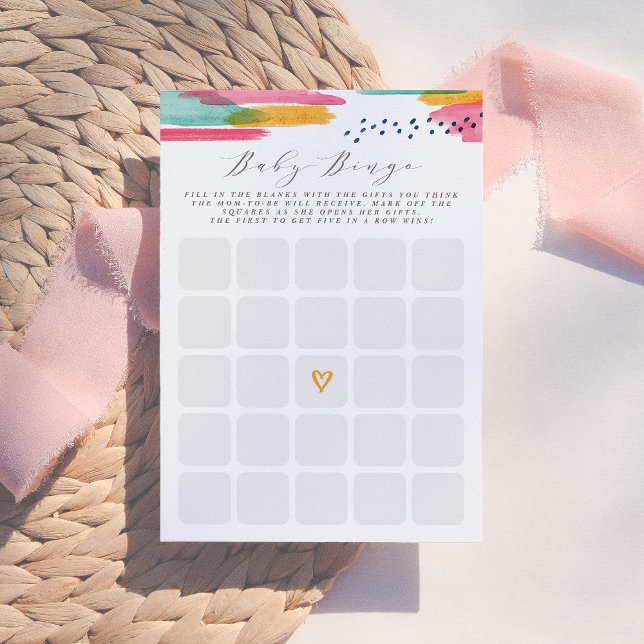 Convites Baby Bingo Modern Abstrato rosa e azul (Criador carregado)