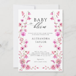 Convites Baby Blodflower Garden Bold Pink Girl Chá