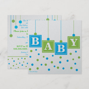 Convites BABY Bloqueia Chá de fraldas Blue Green Boy - PER