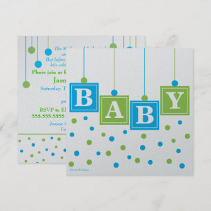 Convites BABY Bloqueia Chá de fraldas Blue Green Boy - PER
