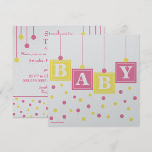 Convites BABY Bloqueia Chá de fraldas de Garota Amarela Ros