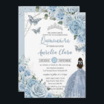 Convites Baby Blue Floral Butflies Princesa QUINCEAÑERA<br><div class="desc">Personalize este adorável convite de aniversário Quinceanera com uma redação fácil e rápida,  basta pressionar o botão personalizá-lo para reorganizar e formatar o estilo e a colocação do texto. Itens correspondentes disponíveis no repositório! c) O Feliz Cat Studio</div>