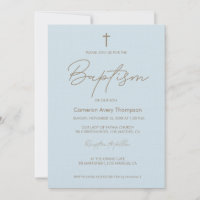 Baby Blue Gold Cross tipografia moderna em script 