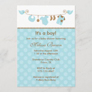 Convites Baby Blue Laundry Line Baby Shower Invents