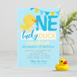 Convites Baby Blue One Lucky Ducky Duck primeiro aniversari