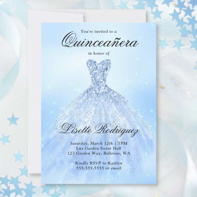Convites Baby Blue Quinceanera (Criador carregado)