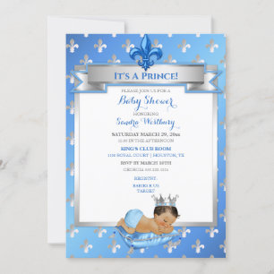 Convites Baby Blue & Silver Fleur de Lis