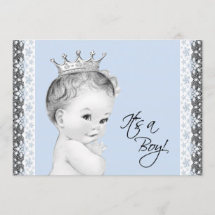 Convites Baby Blue Sweet Little Prince Chá de fraldas