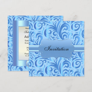 Convites Baby Blue Swirly Party Modelo Design