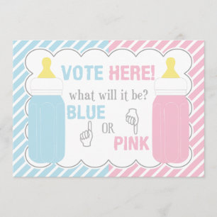 Convites Baby Bottle Gênero Revelar Sinal de Mesa de Vota
