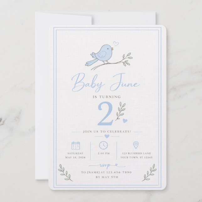 Convites Baby Boy 2nd Birthday Invite (Frente)