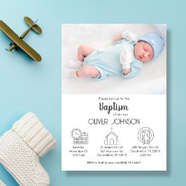 Convites Baby Boy Bautizo Invitación Elegante Moderno Batis