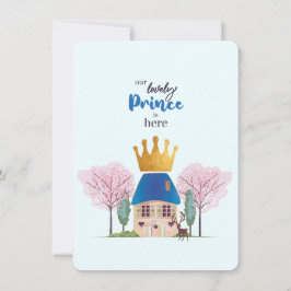 Convites Baby Boy Blue Dourado Prince Castle Chá de fraldas