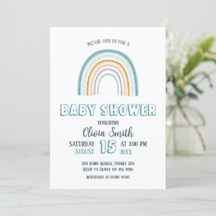 Convites Baby Boy Boho Chá de fraldas Arco-Íris