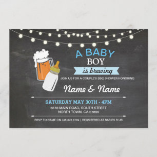 Convites Baby Boy Breers Chá Beers Blue Chalk Invite