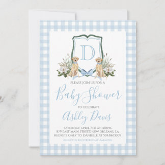 Convites Baby Boy Chá de fraldas Preppy Dog Southern Gingha