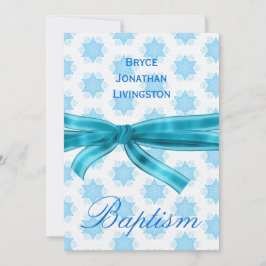 Convites Baby Boy Christening Blue Stars B561