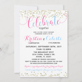 Convites Baby Boy Girl Combinou Chá de fraldas de Amigos Co