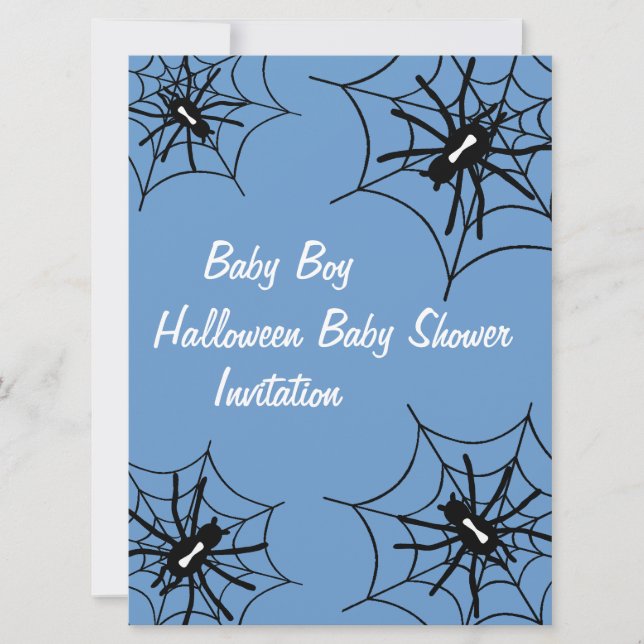 Convites Baby Boy Halloween Chá de fraldas Aranha Invasões (Frente)