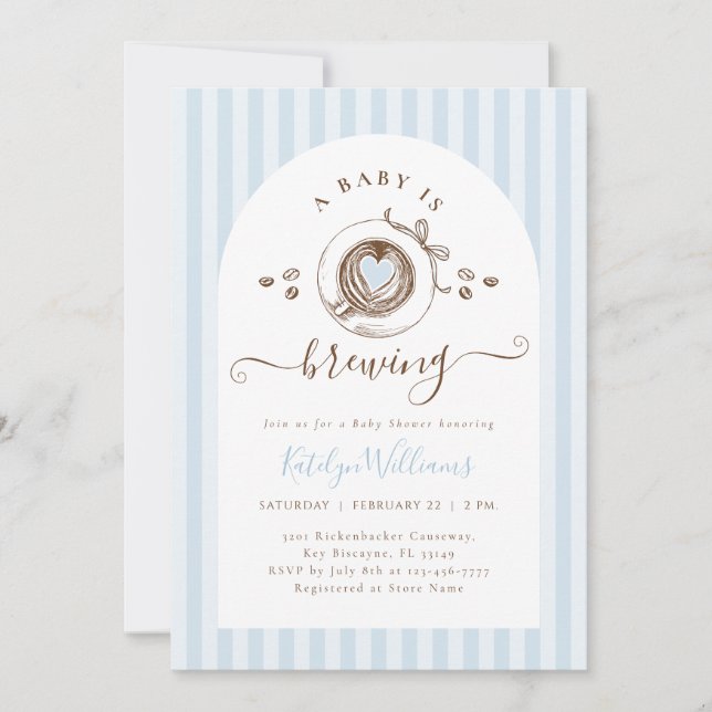 Convites Baby Boy Is Brewing Coffee Baby Shower Invitation (Frente)