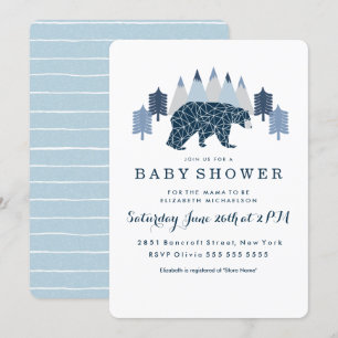 Convites Baby Boy Modern Bear chá de fraldas