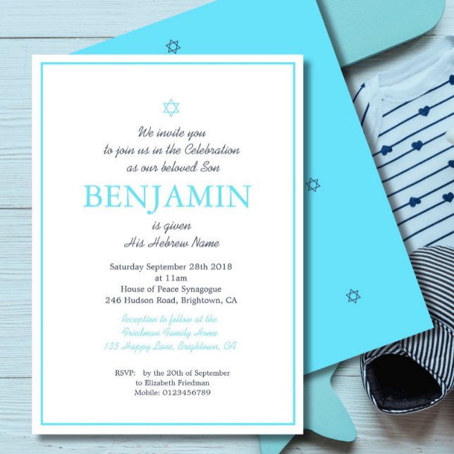 Convites Baby Boy Naming Ceremony Juewon Modern Blue (Criador carregado)