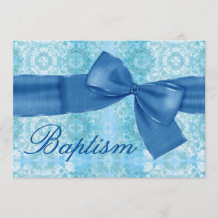 Convites Baby Boy Natal Arco Azul Damask Faux