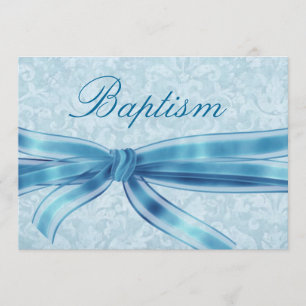 Convites Baby Boy Natal Azul Damask Linen Paper