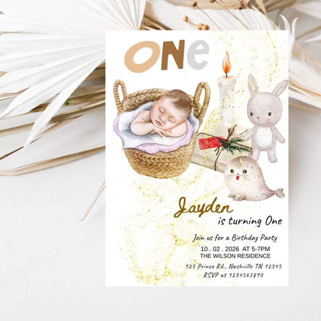 Convites Baby Boy ONE 1st Birthday-Boy First Birthday Party (Criador carregado)