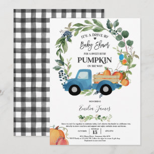 Convites Baby Boy Pumpkin Truck Pumpkin Fall Chá de fralda