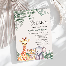 Convites Baby Boy Safari Animal Chá de fraldas
