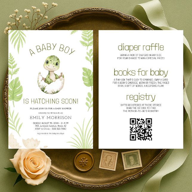 Convites Baby Boy Shower Dinosaur All in One (Criador carregado)