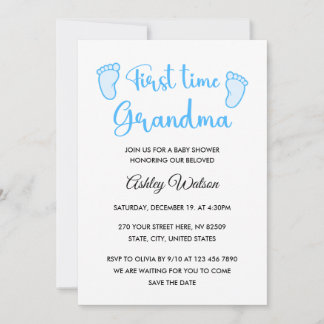 Convites Baby Boy Shower First Time Grandma