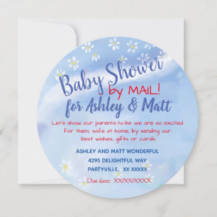 Convites Baby Boy Soft Daisies Chá de fraldas de Aquarela