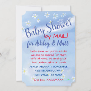 Convites Baby Boy Soft Daisies Chá de fraldas de Aquarela