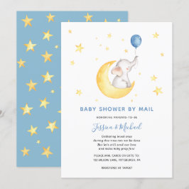 Convites Baby Boy Star Elephant Chá de fraldas por Mail