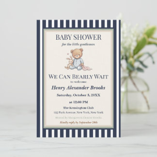 Convites Baby Boy Teddy Bear Baby Shower Invitation 