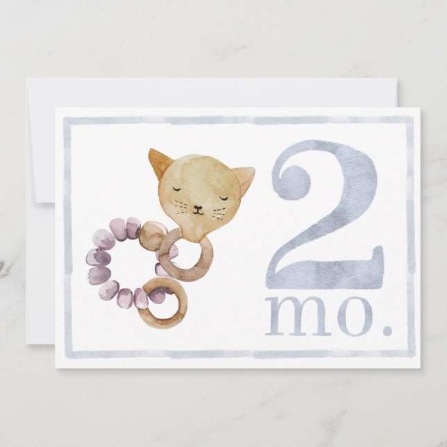 Convites Baby Boy Watercolor Marco Dois Meses (Frente)