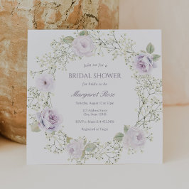 Convites Baby Breath and Purple Roses Bridal Shower