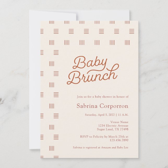 Convites Baby Brunch | Boho Minimalista (Frente)