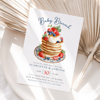 Convites Baby Brunch Pancake Stack Vintage Baby Shower