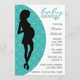 Convites Baby Bump Silhouette Convida [Teal]